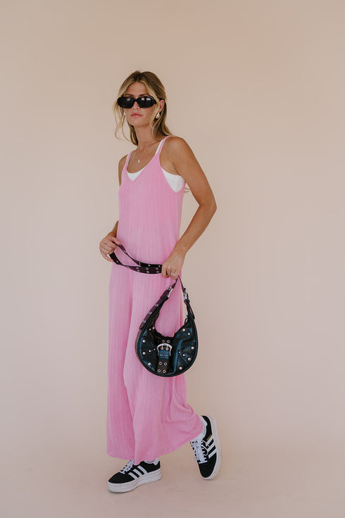 Everyday Ease Ribbed Jumpsuit// Barbie Pink